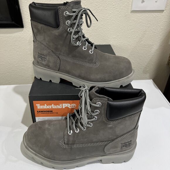 Mens Boots Timberland PRO Sawhorse 6" Composite Safety Toe 6.5 M Gray - Picture 1 of 13
